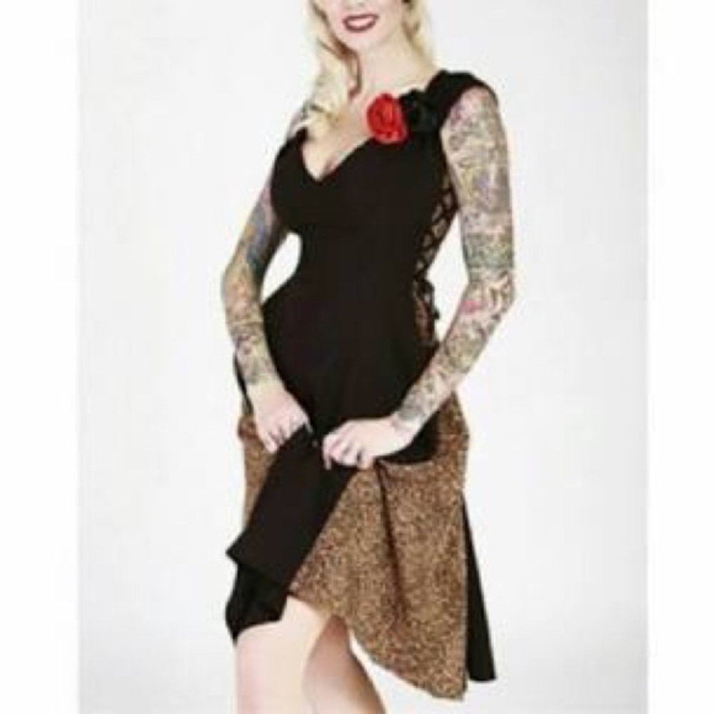 Bettie Page by Tatyana black and cheetah Dress